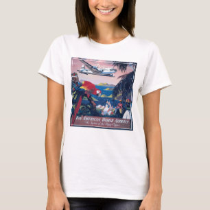 Travel Poster Of Seaplane Flying Over Caribbean T-Shirt