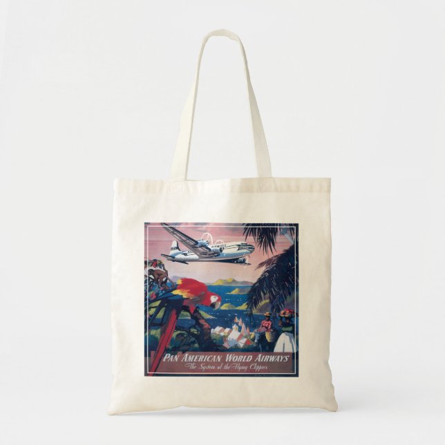 Travel Poster Of Seaplane Flying Over Caribbean Tote Bag (Front)