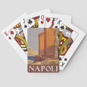 Travel Poster Of Vesuvius And The Bay Of Naples Playing Cards