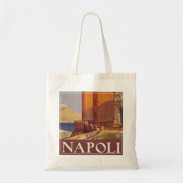 Travel Poster Of Vesuvius And The Bay Of Naples Tote Bag (Front)