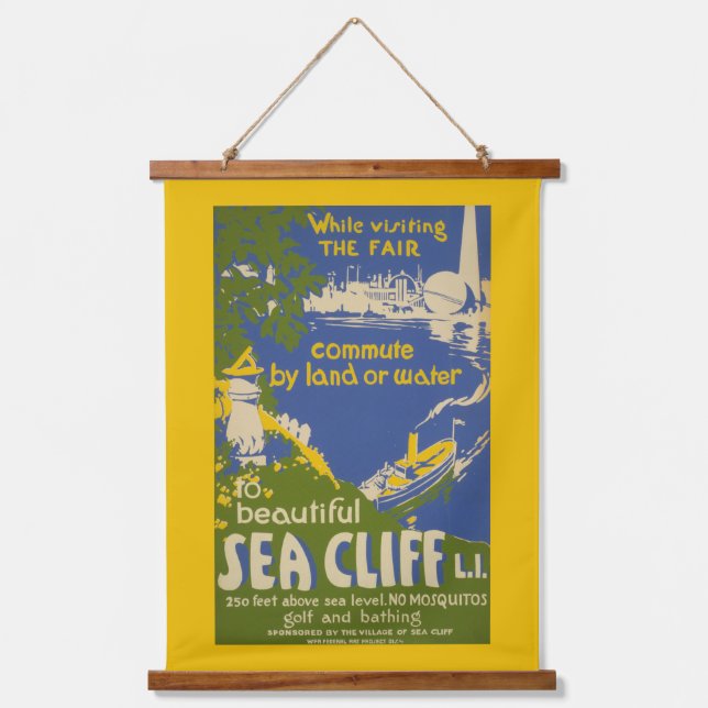 Travel Poster Promoting Sea Cliff, Long Island 2 Hanging Tapestry (Front)
