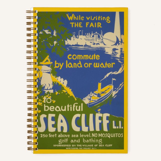 Travel Poster Promoting Sea Cliff, Long Island 2 Notebook (Front)