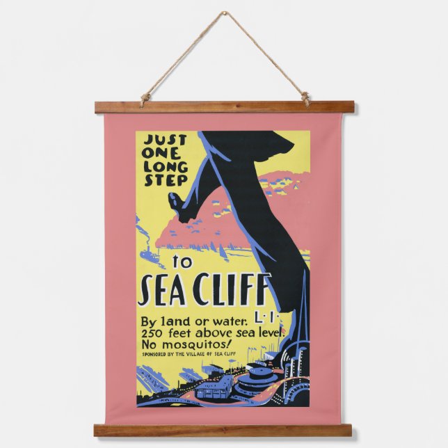 Travel Poster Promoting Sea Cliff, Long Island Hanging Tapestry (Front)