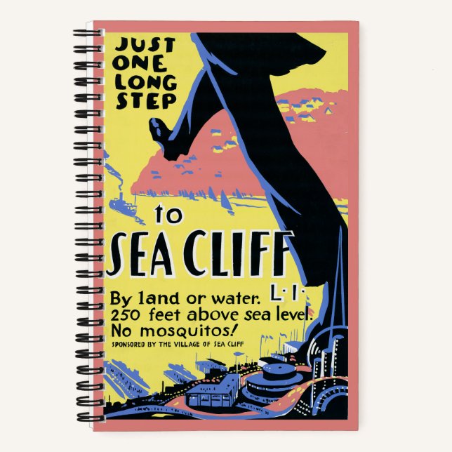 Travel Poster Promoting Sea Cliff, Long Island Notebook (Front)