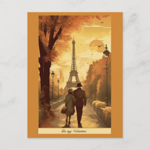 Travel Poster, Romance in Paris customisable Holiday Postcard