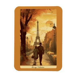 Travel Poster, Romance in Paris customisable Magnet
