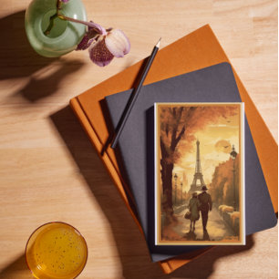 Travel Poster, Romance in Paris customisable Postcard