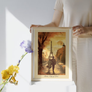 Travel Poster, Romance in Paris customisable Poster