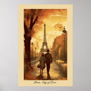 Travel Poster, Romance in Paris customisable Poster