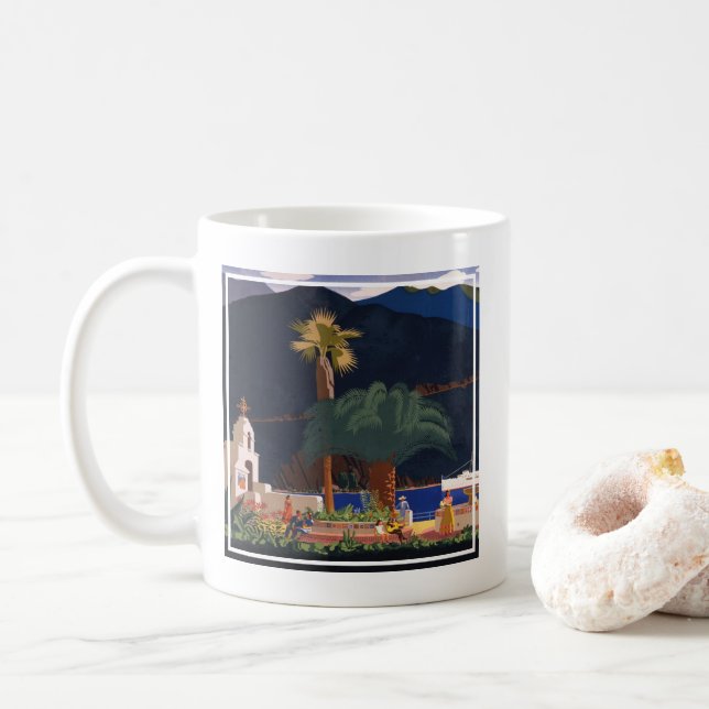 Travel Poster - Santa Catalina Island, California Coffee Mug (With Donut)