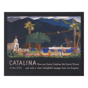 Travel Poster - Santa Catalina Island, California Faux Canvas Print