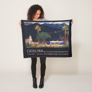 Travel Poster - Santa Catalina Island, California Fleece Blanket