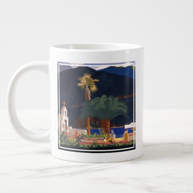 Travel Poster - Santa Catalina Island, California Large Coffee Mug (Left)