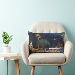 Travel Poster - Santa Catalina Island, California Lumbar Cushion