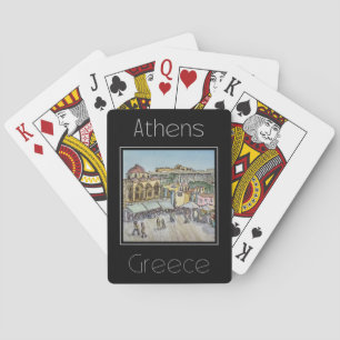 Travel poster water color of Athens Greece Playing Cards