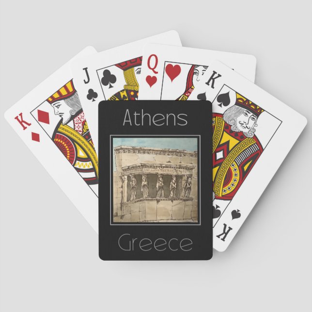 Travel poster water colour of Athens Greece Playing Cards (Back)