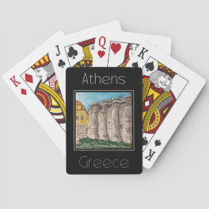 Travel poster water colour of Athens Greece Playing Cards