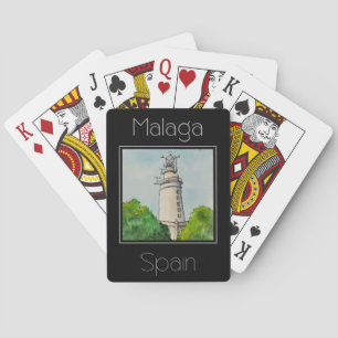 Travel poster water colour of Malaga Spain Playing Cards
