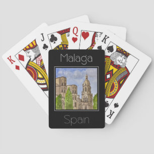 Travel poster water colour of Malaga Spain Playing Cards