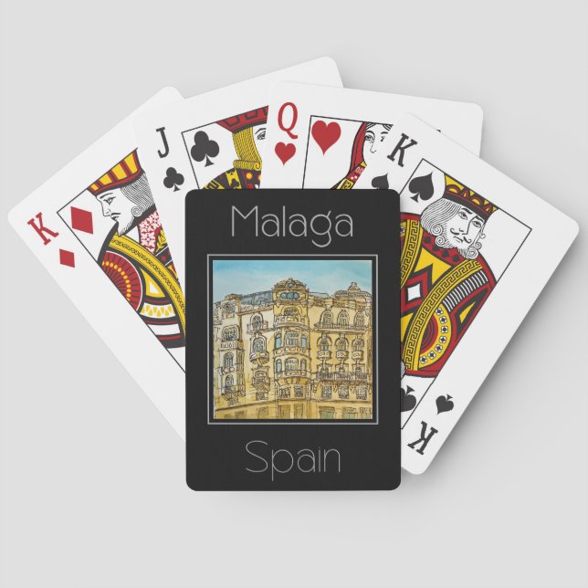 Travel poster water colour of Malaga Spain Playing Cards (Back)