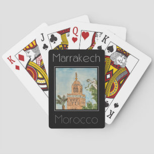 Travel poster water colour of Marrakech Morocco Playing Cards