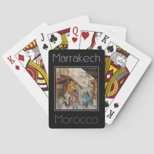 Travel poster water colour of Marrakech Morocco Playing Cards