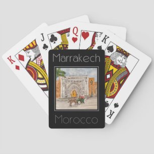 Travel poster water colour of Marrakech Morocco Playing Cards