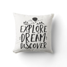 Travel Quote Explore Dream Discover Pillow