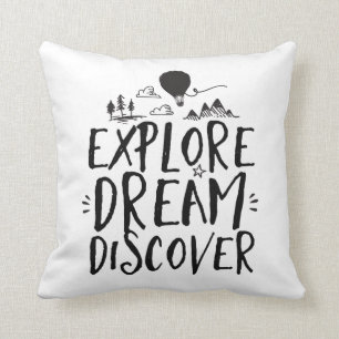 Travel Quote Explore Dream Discover Pillow