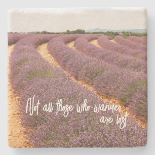 Travel Quote Home Decor on Lavender Photo Stone Coaster