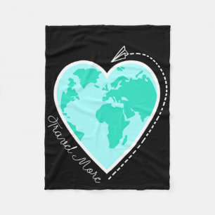 Travel Quote Travel More World Map Adventure Vacat Fleece Blanket