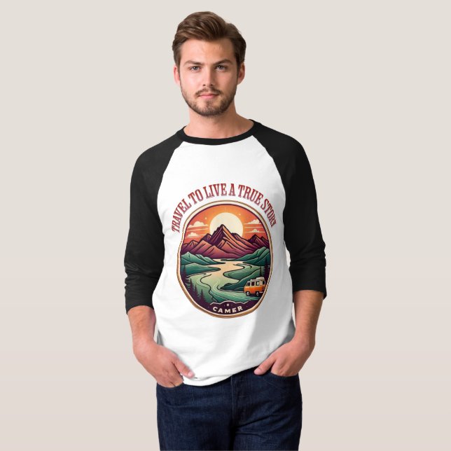 Travel Real Story Tee — No Fake Journeys Badge (Front Full)