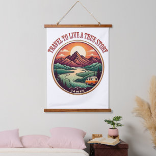 Travel Real Story Tee — No Fake Journeys Badge Hanging Tapestry