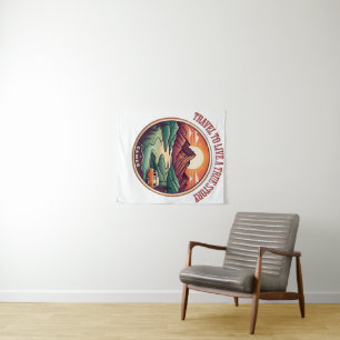 Travel Real Story Tee — No Fake Journeys Badge Tapestry