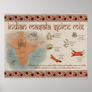 Travel Recipe Poster: Indian Masala Spice Mix Poster