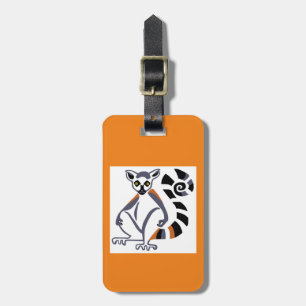 Travel - Ring-tailed LEMUR -Wildlife - Orange Luggage Tag
