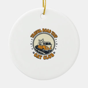 Travel Road Trip Cat Pet Lover Shirt Art - Travel  Ceramic Ornament