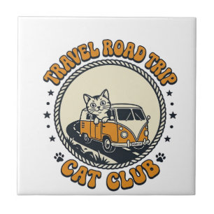 Travel Road Trip Cat Pet Lover Shirt Art - Travel Ceramic Tile