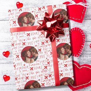 Travel Romantic Photo Love You Aeroplane Custom Wrapping Paper