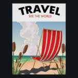 Travel See the World Poster<br><div class="desc">Travel See the World beautiful vintage or retro style deck chair beach poster.</div>