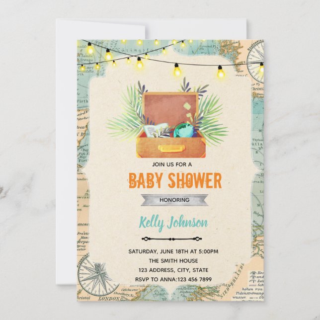 Travel shower birthday invitation (Front)