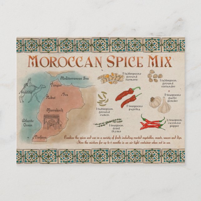 Travel Sketch Postcard: Moroccan Spice Mix Postcard (Front)