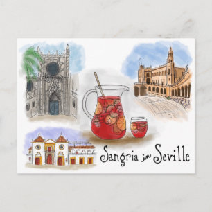 Travel Sketch Postcard: Sangria in Seville Spain Postcard