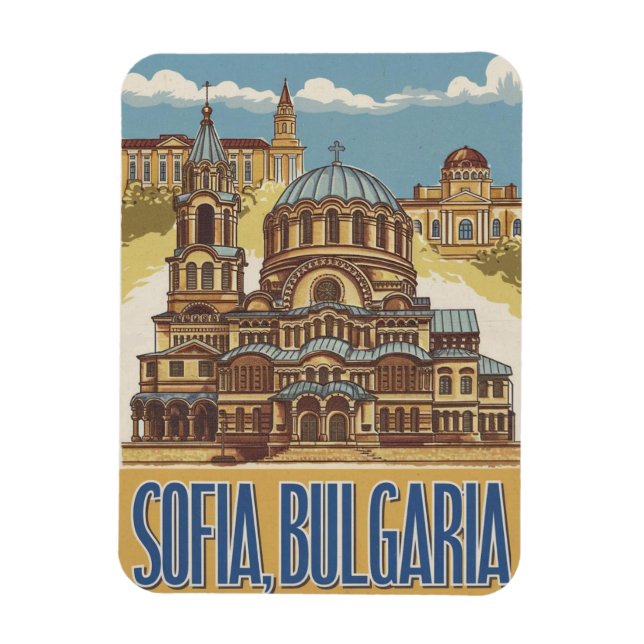 Travel Sofia, bulgaria vintage gifts and souvenirs Magnet (Vertical)