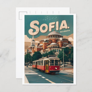 Travel Sofia, bulgaria vintage gifts city tram Postcard