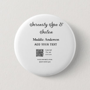 Travel spa salon scan QR for services website beac 6 Cm Round Badge