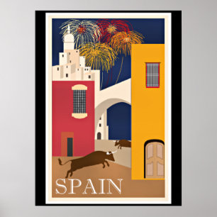 Travel Spain, vintage travel poster, Poster