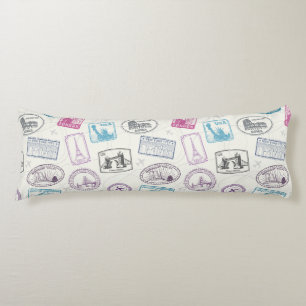 Travel Stamp Pattern Body Pillow