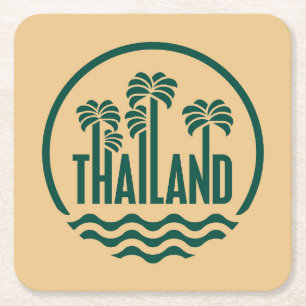 Travel Stamp, Thailand Square Paper Coaster