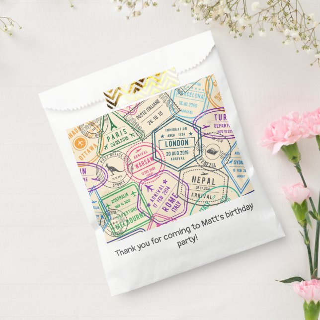 Travel Stamps Birthday Party Favour Bag (Sealed)
